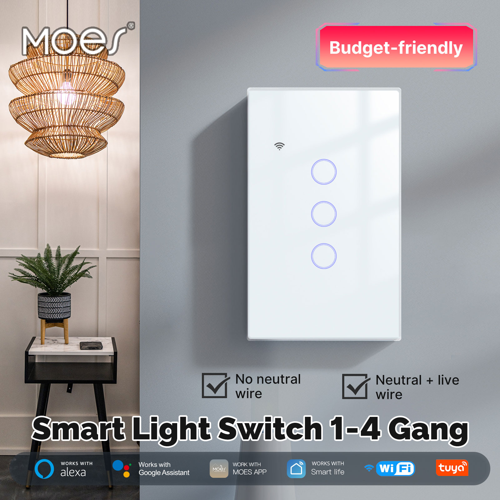 MOES Tuya WiFi Smart Light Swi - Smart Home Lighting Control のレビューと価格