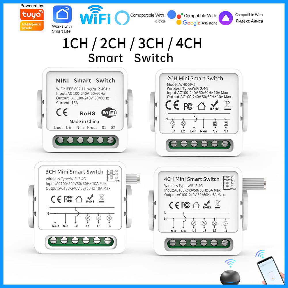 Tuya WiFi Smart Switch 1/2/3/4 - Smart Home Switch のレビューと価格