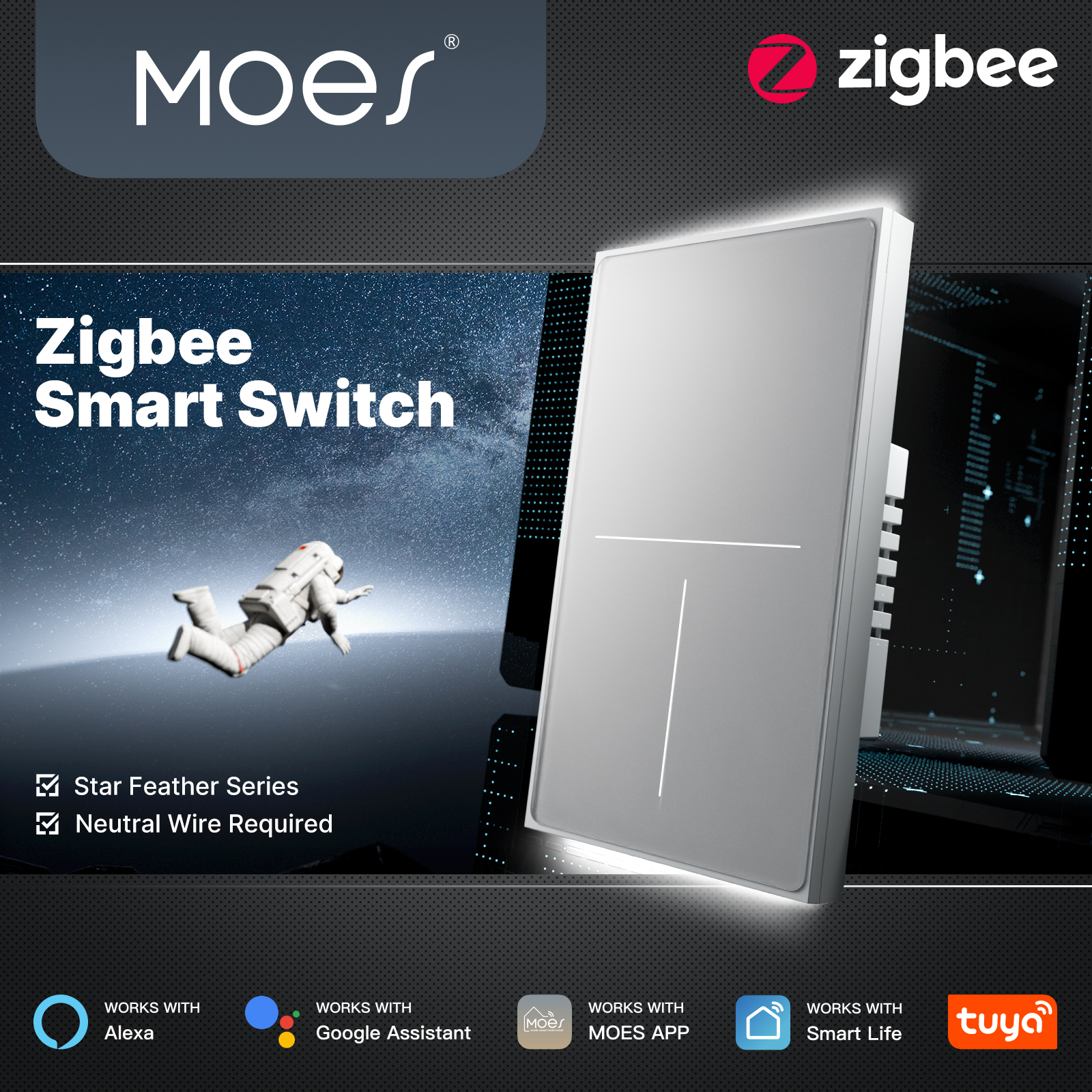 MOES Tuya ZigBee Star Feather  - Smart Home Switch のレビューと価格