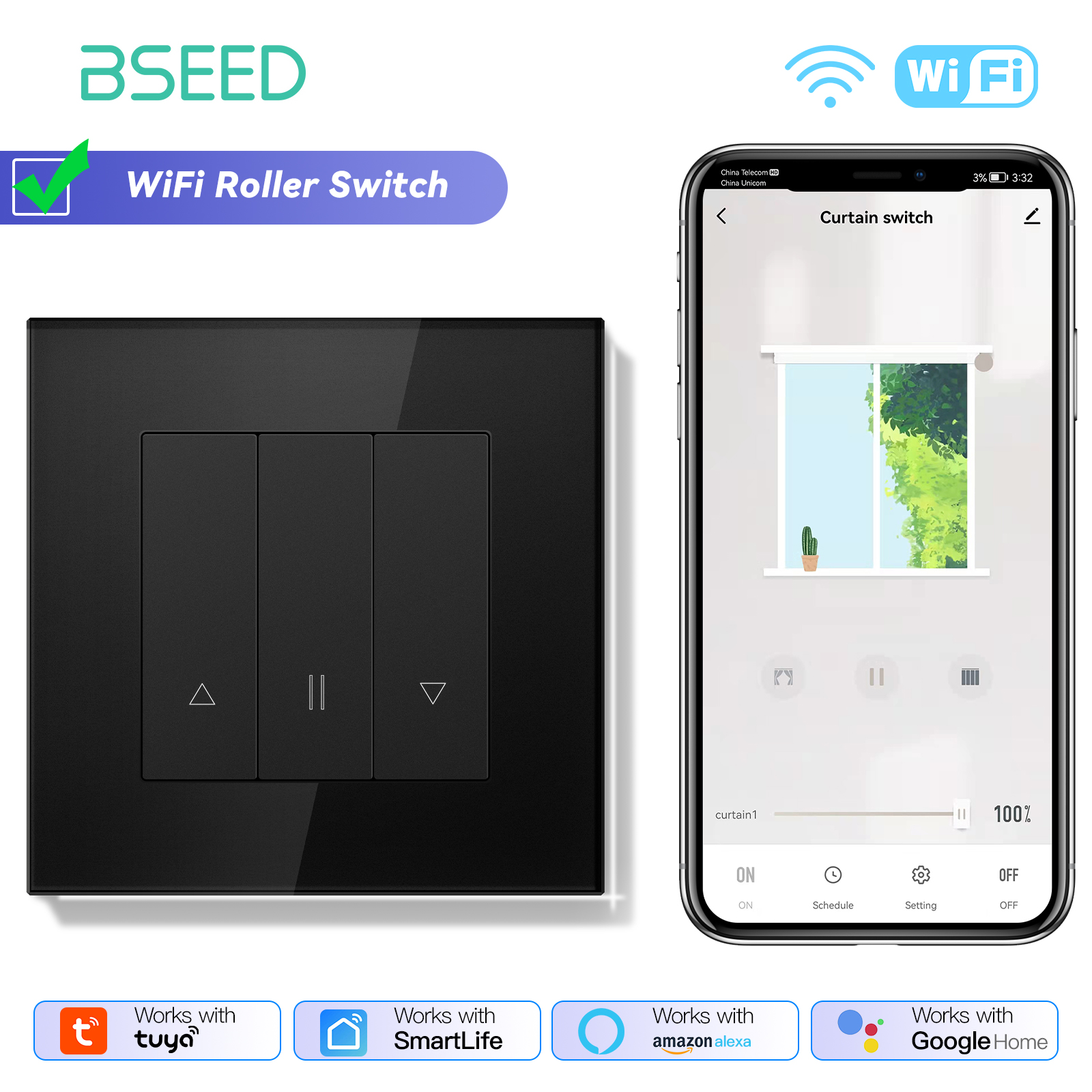 BSEED Wifi Curtain/Light/Rolle - Smart Home Yellow のレビューと価格