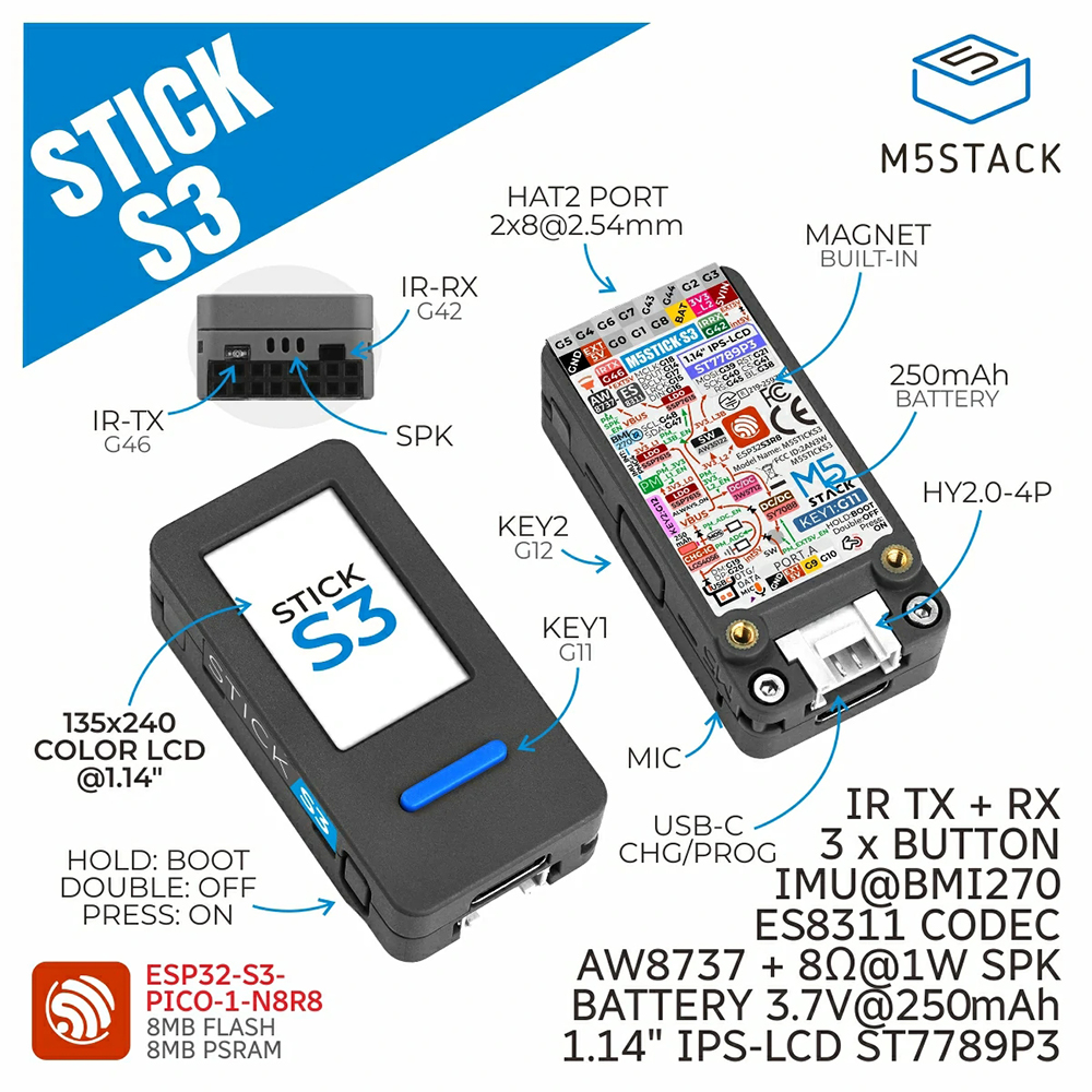 M5Stack M5StickS3 ESP32-S3 IoT - Smart Home Room のレビューと価格