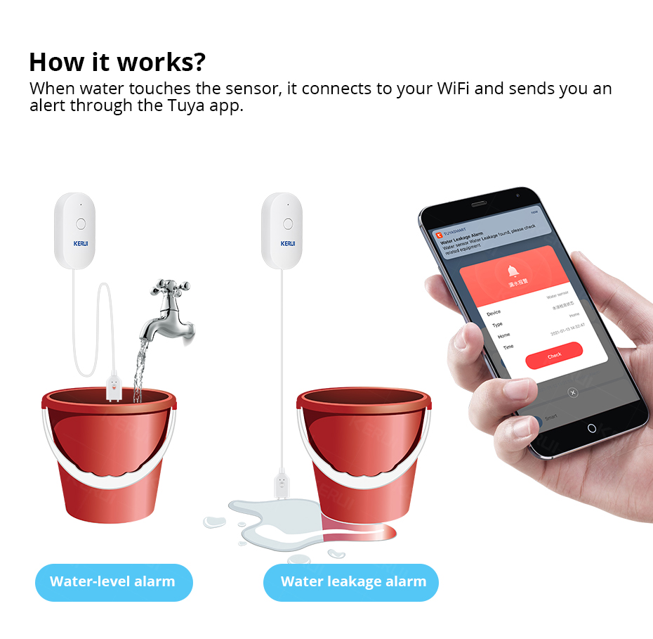 KERUI Smart  WiFi Water Sensor - Wifi Water Sensor のレビューと価格