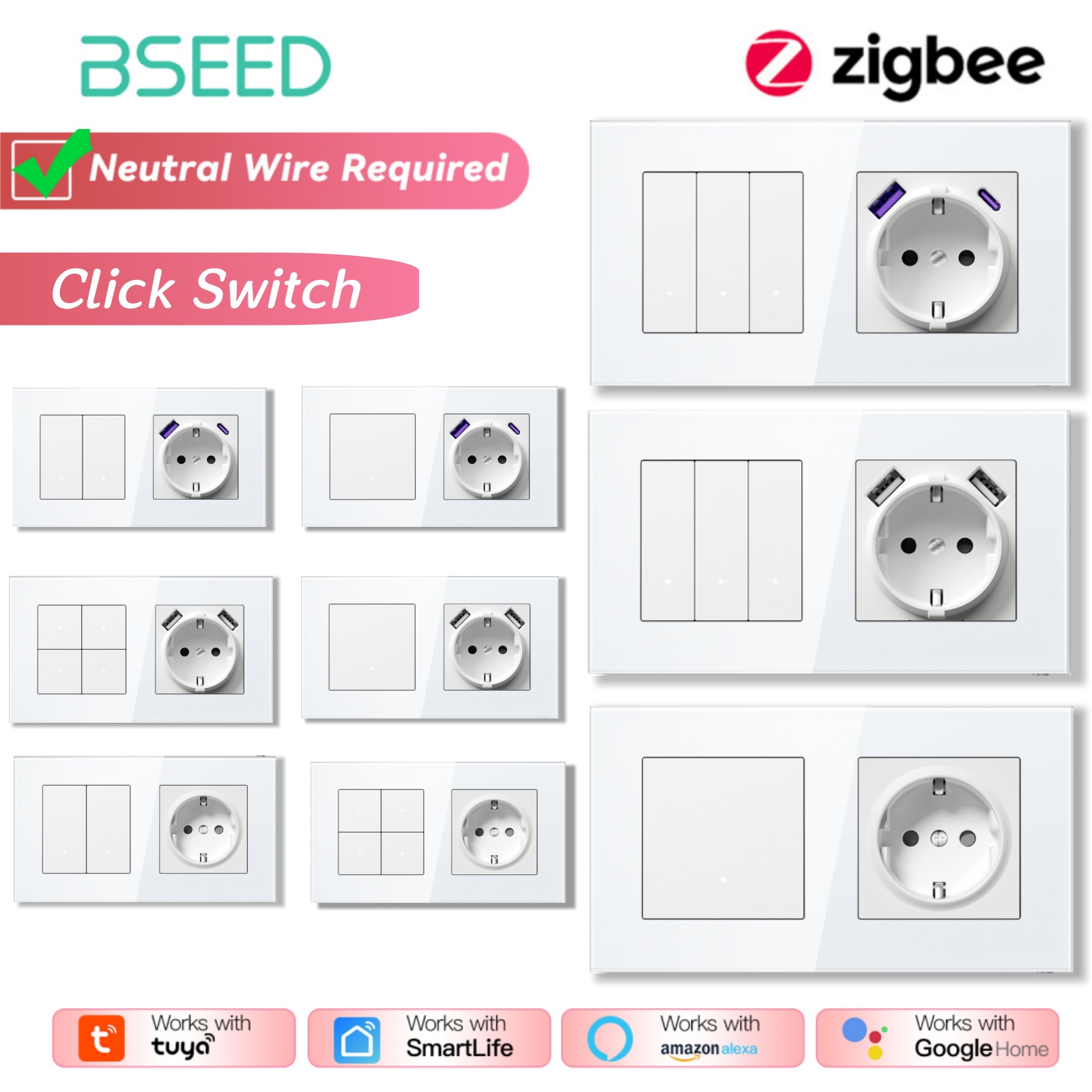 BSEED ZigBee Switches Wall Sma - Smart Home Yellow のレビューと価格