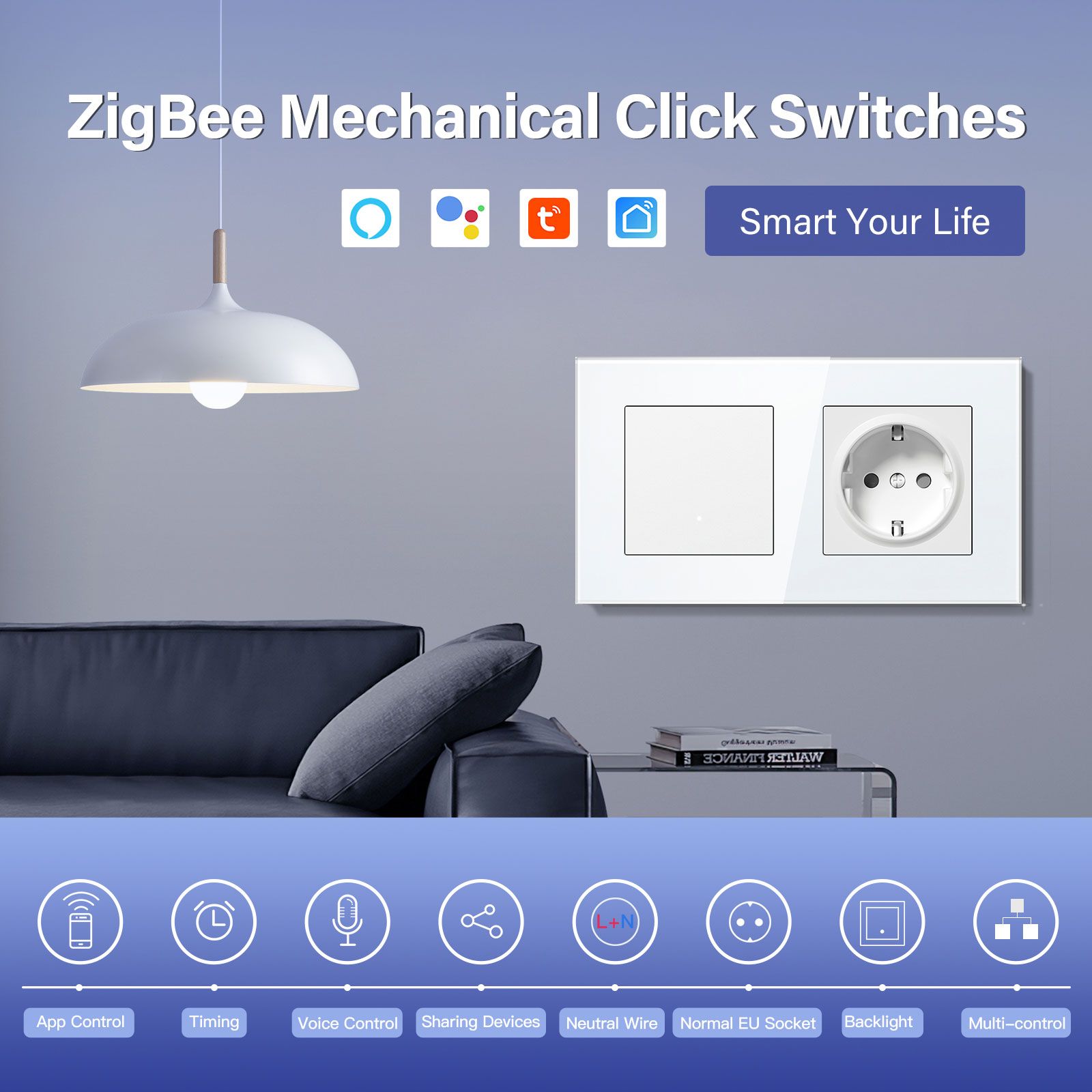 BSEED ZigBee Switches Wall Sma - Smart Home Yellow のレビューと価格