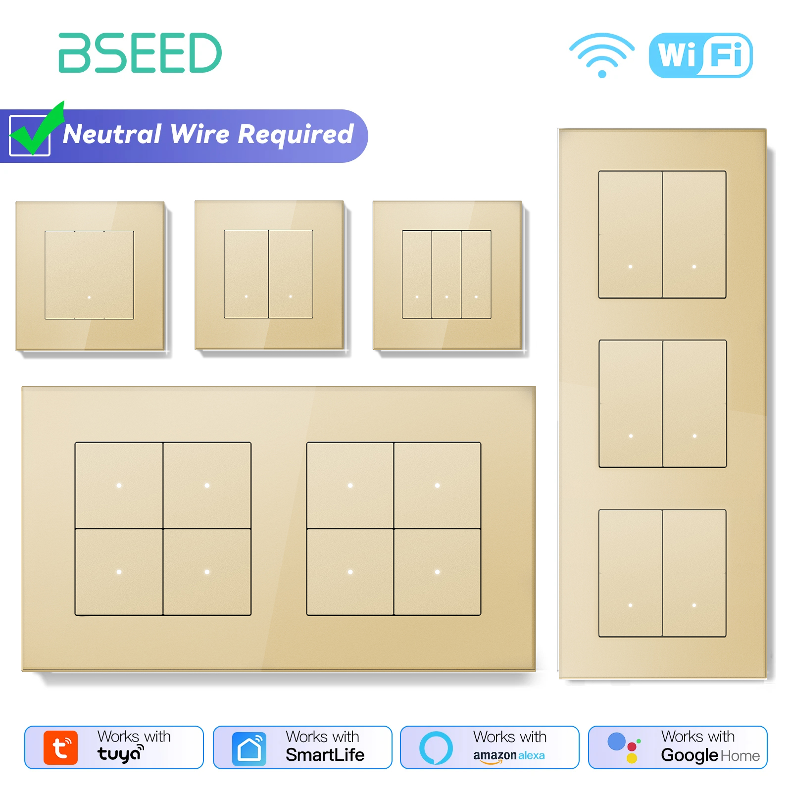 BSEED WIFI Smart Switches Seri - Smart Home Yellow のレビューと価格
