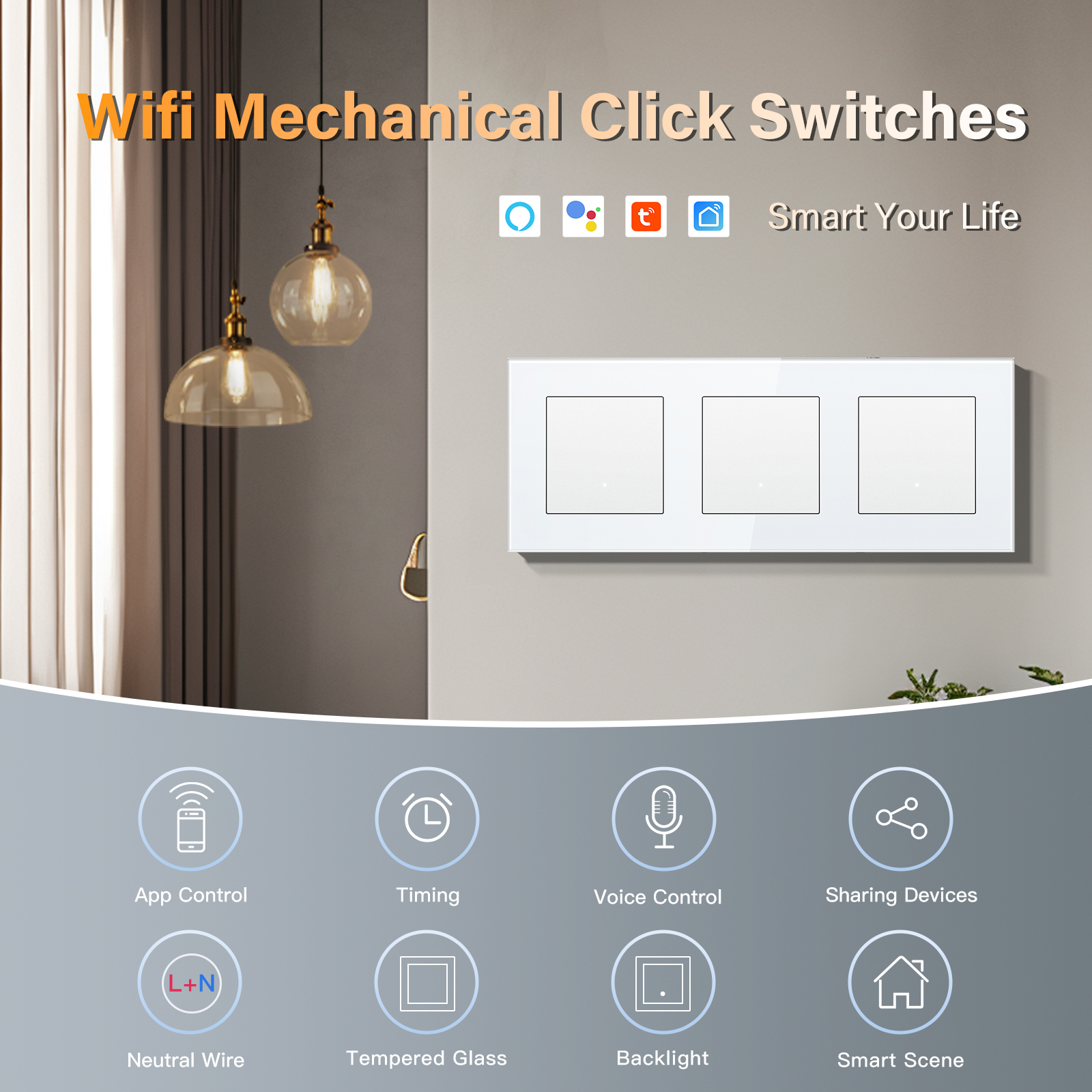 BSEED WIFI Smart Switches Seri - Smart Home Yellow のレビューと価格