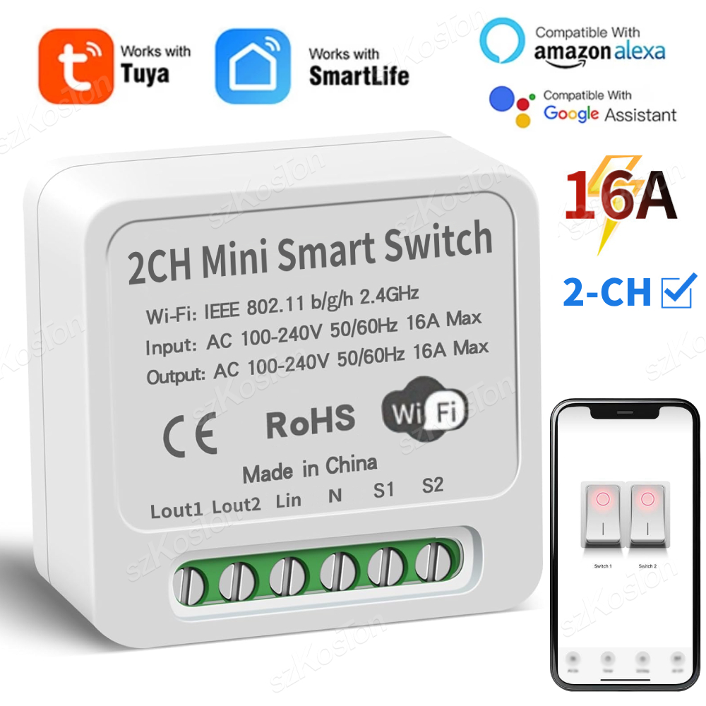 16A Tuya WiFi Smart Switch Mod - Smart Home Switch のレビューと価格