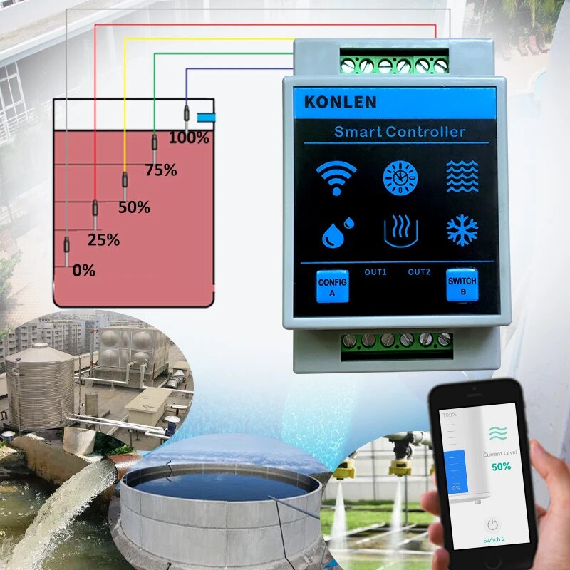 KONLEN Tuya Water Level Sensor - Wifi Water Sensor のレビューと価格