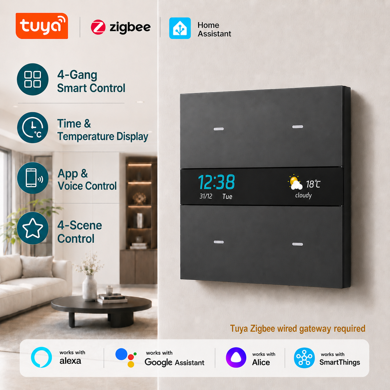 Smart Switch Tuya Zigbee Home  - Smart Home Lighting Control のレビューと価格