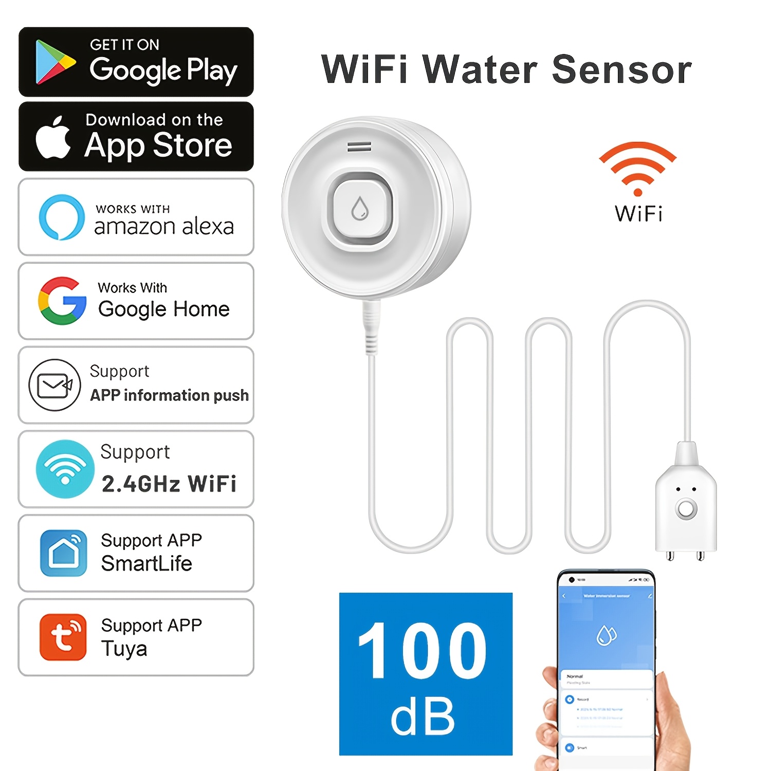 YNF Smart WiFi Water Leak Dete - Wifi Water Sensor のレビューと価格